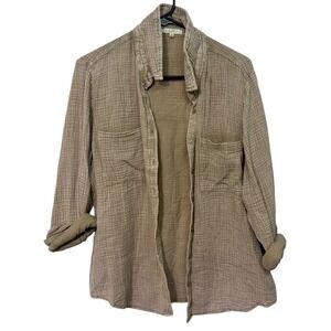 Gauze Crinkle‎ Button Up Shirt Oversized S Beige Neutral Minimalist Coastal